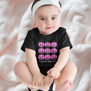 Happy Pink Jack O'Lanterns Baby Bodysuit