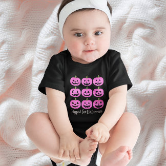 Happy Pink Jack O'Lanterns Baby Bodysuit