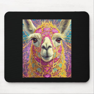 Happy Pink Lama Alpaca Sticker Mouse Pad