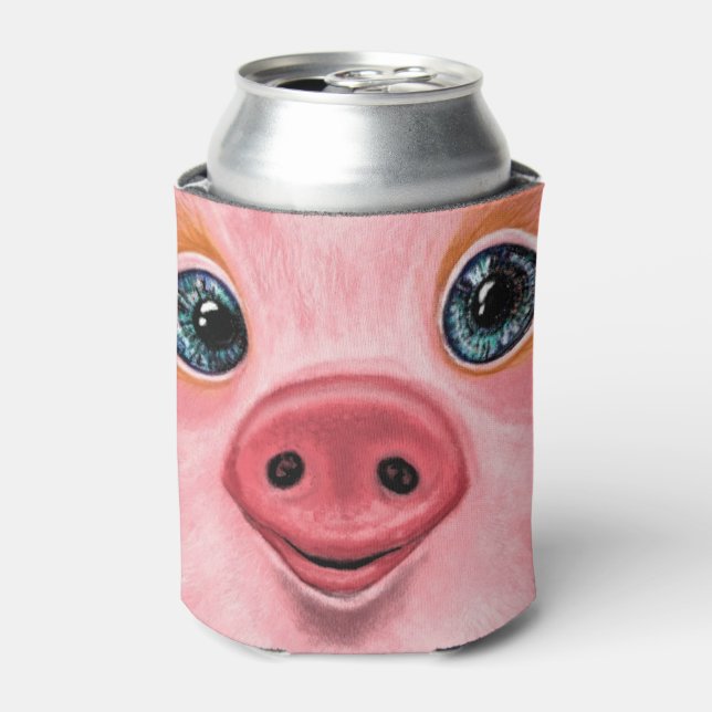 Happy Pink Pig Can Cooler - Smile (Can Front)