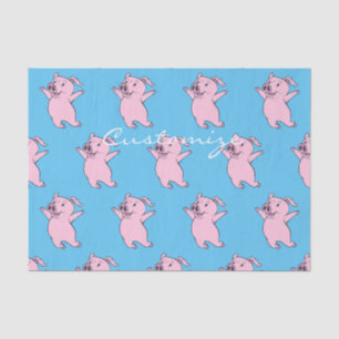 Happy Pink Pig Jumping Thunder_Cove Tissue Paper