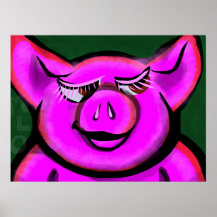Happy Pink Pig Poster