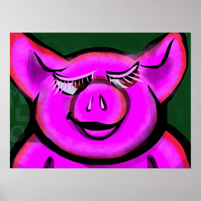 Happy Pink Pig Poster (Front)