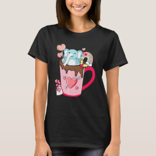Happy Pink Valentines Day Elephant in the Coffee C T-Shirt