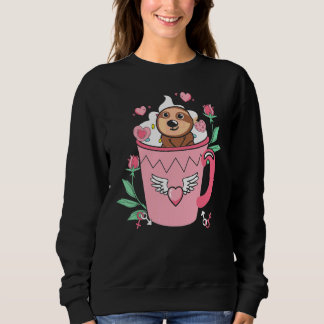 Happy Pink Valentine's Day Sloth in the Coffee Cup Sweatshirt