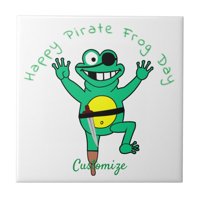 Happy Pirate Frog Day Thunder_Cove Ceramic Tile (Front)