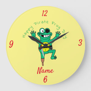 Happy Pirate Frog Day Thunder_Cove Large Clock