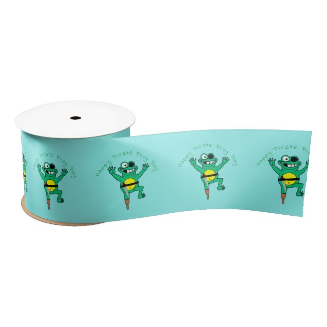 Happy Pirate Frog Day Thunder_Cove Satin Ribbon (Spool)