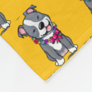 Happy Pit Bull Fleece Blanket