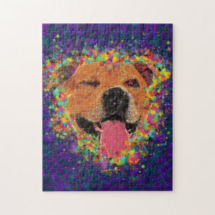 Happy Pit Bull Pop Art Jigsaw Puzzle