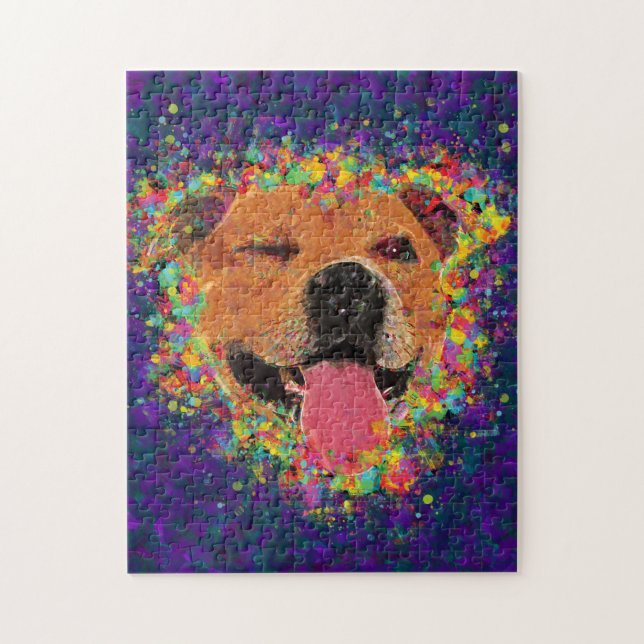 Happy Pit Bull Pop Art Jigsaw Puzzle (Vertical)