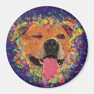 Happy Pit Bull Pop Art Magnet