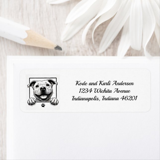 Happy Pit Bull Return Address Label (Insitu)