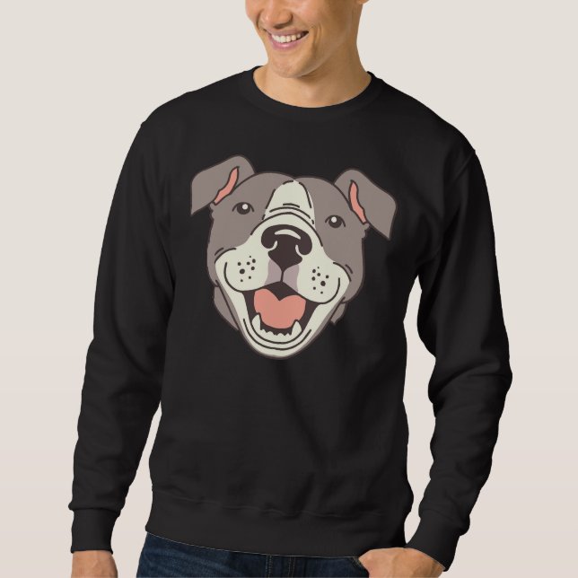 Happy Pit Bulls Paws On Red Sweatshirt (Front)