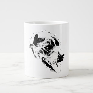 Happy Pitbull Mix Black and White Portrait Mug