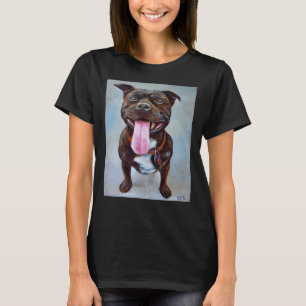 Happy Pitbull Terrier By Robert Phelps T-Shirt