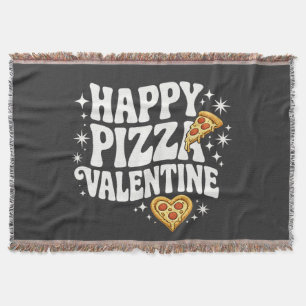 Happy Pizza Valentine Funny Pizza Love Design Throw Blanket