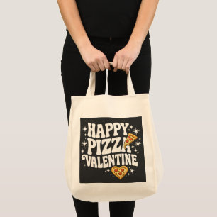 Happy Pizza Valentine Funny Pizza Love Design Tote Bag