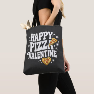 Happy Pizza Valentine Funny Pizza Love Design Tote Bag