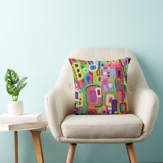 Happy Place 16 x 16 Cotton Throw Pillow