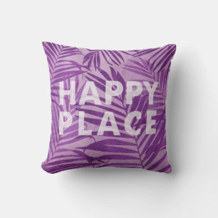 Happy Place Hawaiian Palms Tropical in Violet Cushion