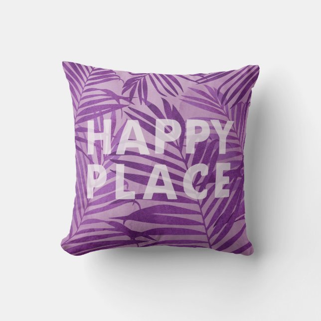 Happy Place Hawaiian Palms Tropical in Violet Cushion (Front)