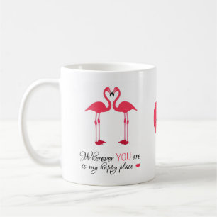 Happy Place Love Birds Pink Famingos Coffee Mug