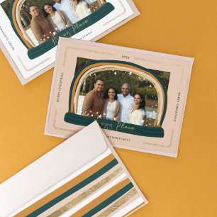 Happy Place Modern Snow Globe Christmas Photo Holiday Card