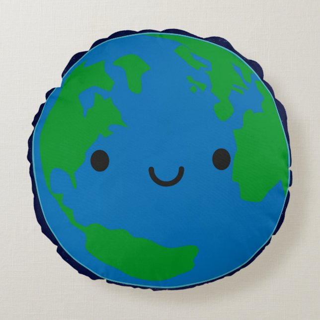 Happy Planet Earth Round Cushion (Front)