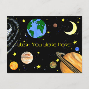 Happy Planets and Space Postcard
