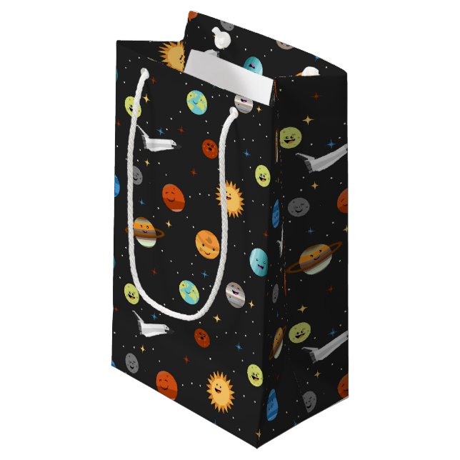 Happy Planets in Outer Space Small Gift Bag (Front Angled)