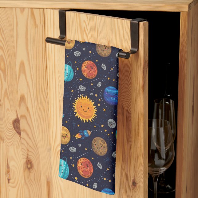 Happy Planets Kitchen Towel (Thirds Fold)