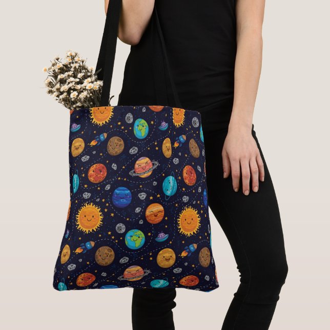 Happy Planets Tote Bag (Close Up)