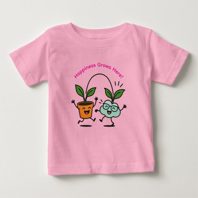 Happy Plants Baby T-Shirt – “Happiness Grows Here” (Front)