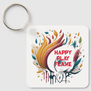 Happy Play Flame & Thank You Design Key Ring