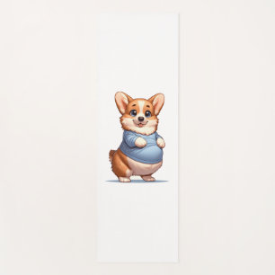 Happy Playful Pup Big Belly Corgi Smiles Tee funny Yoga Mat