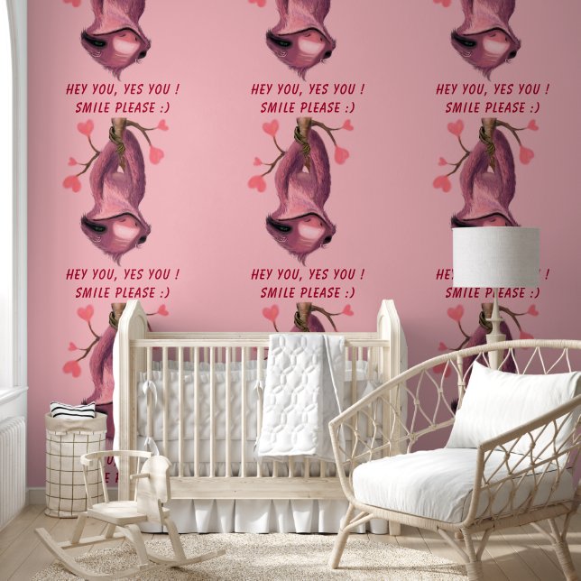 Happy Playful Sloth Custom Text Funny Wallpaper (Kids)