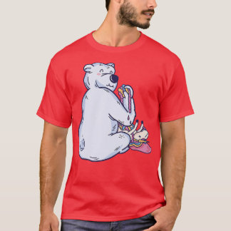 HAPPY POLA BEAR EATING A UNICORN Premium  T-Shirt