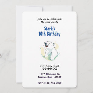 Happy Polar Bear Birthday Personalised Invitation