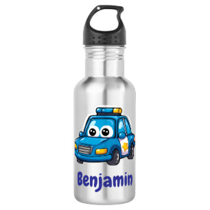 Happy Police Car, Boys, Personalised Water Bottle