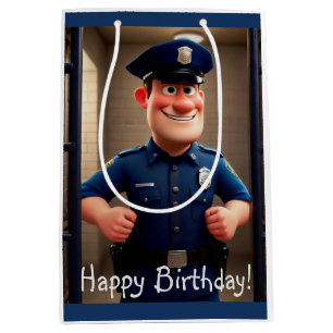 Happy Policeman Birthday Medium Gift Bag