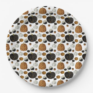 Happy polka dots pumpkin  paper plate