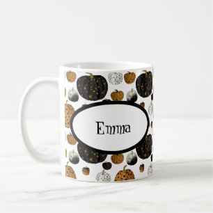 Happy polka dots pumpkin wallpaper coffee mug