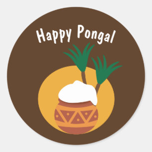 Happy pongal Tamil new year Classic Round Sticker