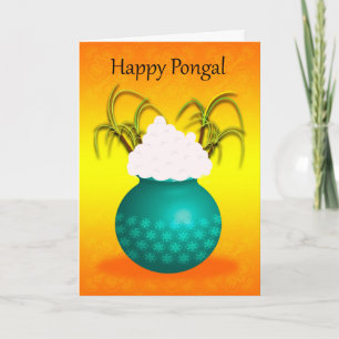 Happy Pongal, with a Pot Of Rice And Plants Card