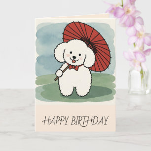 Happy Poodle Matsumoto Hoji Style Birthday Card
