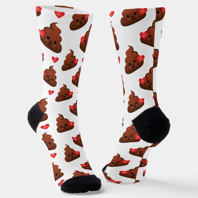 Happy Poop Emoji Socks Emoticon Pile of Poo (Angled)