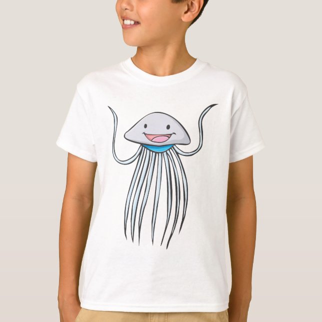 Happy Portuguese Man o War Cartoon T-Shirt (Front)