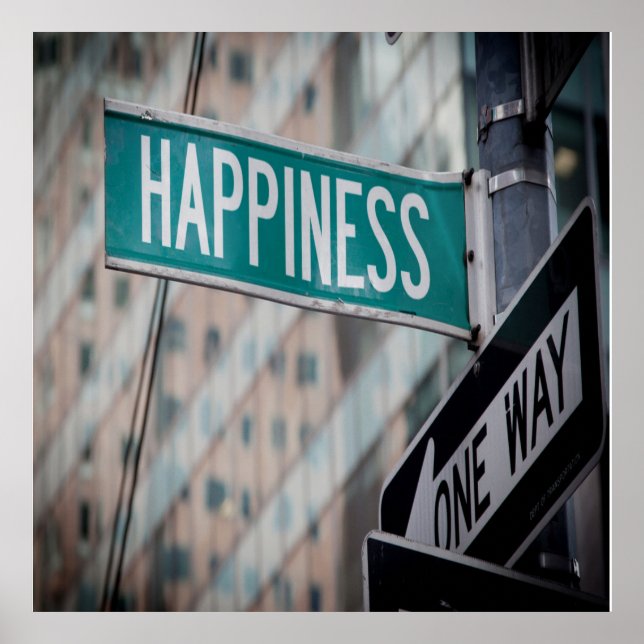 Happy Positive Motivation Words Street Sign Poster (Front)