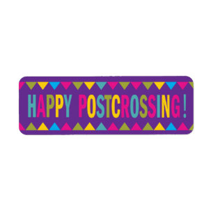 Happy Postcrossing in Bright Colours Embellishment Return Address Label